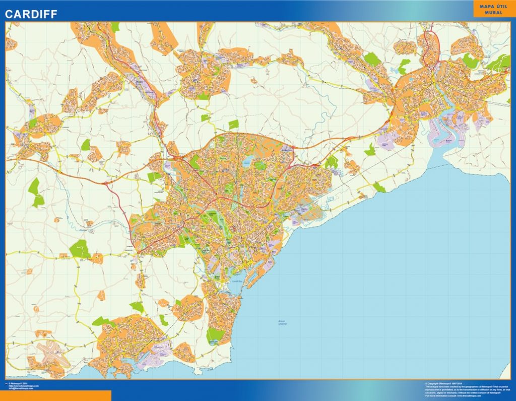 Cardiff Laminated Map Uk Laminated Maps Finland Wall Maps And Countries And Cities Of The World